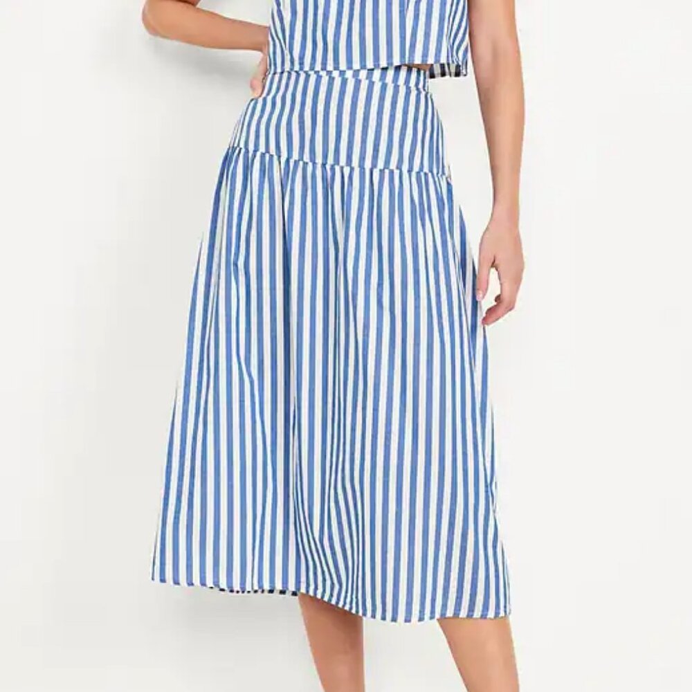 NWT Old Navy Chambray White Blue striped skirt size XL